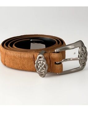 VINTAGE LAKE SHORE DRIVE LEATHER CALF HAIR BELT MEDIUM